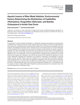 Aquatic Insects of Man-Made Habitats: Environmental