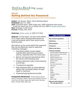 Selling Behind the Password Leveraging the Marketing Potential Within Online Banking