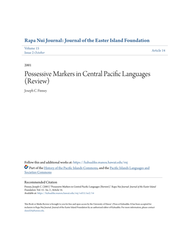 Possessive Markers in Central Pacific Languages (Review) Joseph C