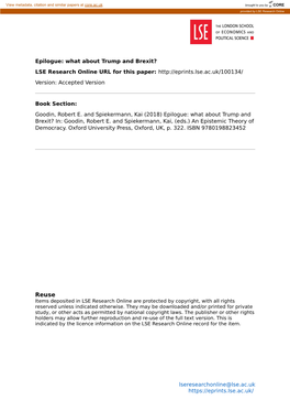 Epilogue: What About Trump and Brexit? LSE Research Online URL for This Paper: Version: Accepted Version