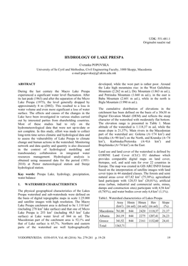 Hydrology of Lake Prespa