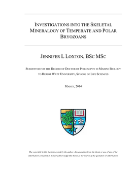 Investigations Into the Skeletal Mineralogy of Temperate and Polar Bryozoans