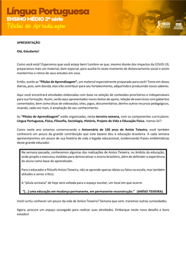 APRESENTAÇÃO Olá, Estudante! Como Você Está? Esperamos Que