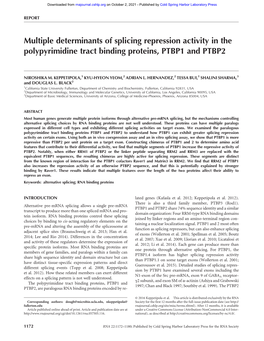 Multiple Determinants of Splicing Repression Activity in the Polypyrimidine Tract Binding Proteins, PTBP1 and PTBP2