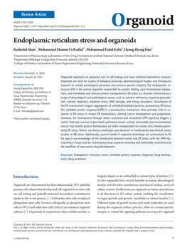 Endoplasmic Reticulum Stress and Organoids