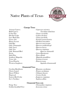 Native Plants of Texas