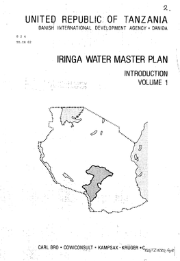 United Republic of Tanzania Iringa Water Master Plan