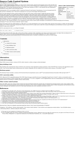 Source Code Control System from Wikipedia, the Free Encyclopedia