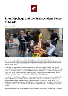 Eliud Kipchoge and the Transcendent Power of Sports