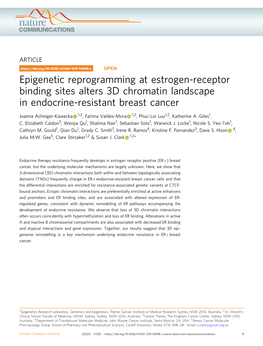 Epigenetic Reprogramming at Estrogen-Receptor Binding Sites Alters 3D Chromatin Landscape in Endocrine-Resistant Breast Cancer