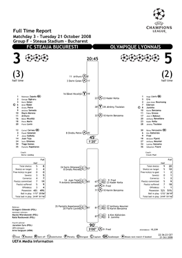 Full Time Report FC STEAUA BUCURESTI OLYMPIQUE