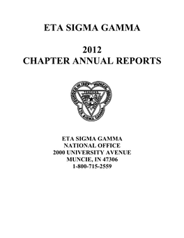 Eta Sigma Gamma 2012 Chapter Annual Reports