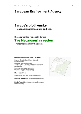 Europe's Biodiversity – Biogeographical Regions and Seas