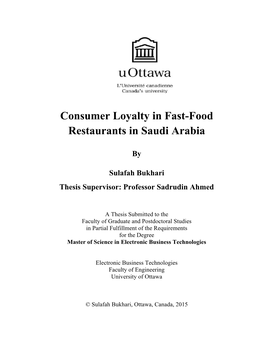 Consumer Loyalty in Fast-Food Restaurants in Saudi Arabia