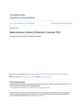 Maine Alumnus, Volume 55, Number 5, Summer 1974