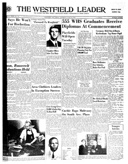 Westfield Leader During 1966 the Leading and Most Widely Circulated Weekly Newspaper in Union County