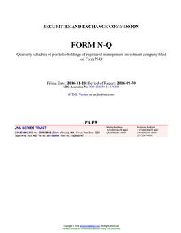 JNL SERIES TRUST Form N-Q Filed 2016-11-28