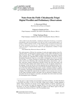 Chicahuaxtla Triqui Digital Wordlist and Preliminary Observations