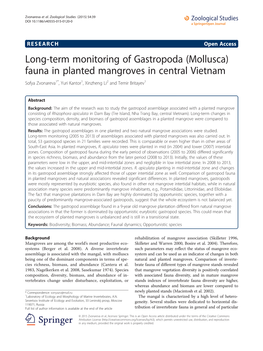 (Mollusca) Fauna in Planted Mangroves in Central Vietnam Sofya Zvonareva1*, Yuri Kantor1, Xinzheng Li2 and Temir Britayev1