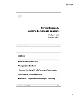 Clinical Research: Ongoing Compliance Concerns