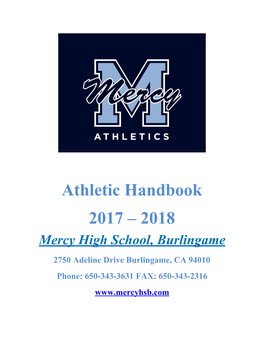 Athletic Handbook 2017 – 2018 Mercy High School, Burlingame