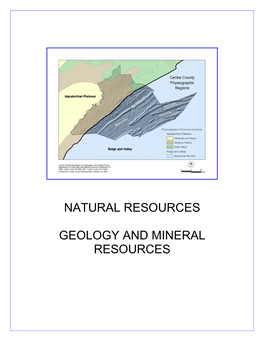 Natural Resources Geology and Mineral Resources