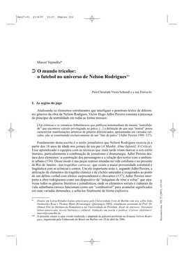 O Mundo Tricolor: O Futebol No Universo De Nelson Rodrigues**