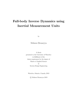 Full-Body Inverse Dynamics Using Inertial Measurement Units