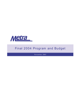 Final 2004 Program and Budget