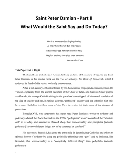 Saint Peter Damian - Part II What Would the Saint Say and Do Today?