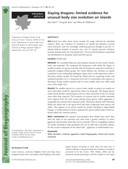 Limited Evidence for Unusual Body Size Evolution on Islands