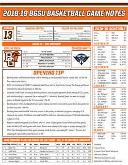 2018-19 Bgsu Basketball Game Notes