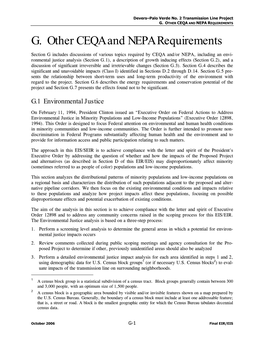 G. Other Ceqa and Nepa Requirements