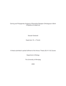 Cloning and Phylogenetic Analysis of Ryanodine Receptor Orthologues in Bichir (Polypterus Ornatipinnis)