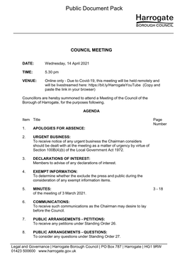 (Public Pack)Agenda Document for Council, 14/04/2021 17:30