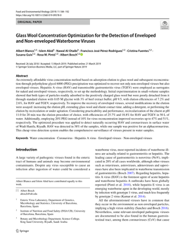 Glass Wool Concentration Optimization for the Detection of Enveloped and Non-Enveloped Waterborne Viruses