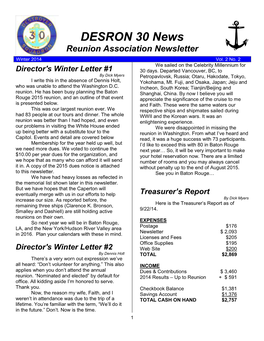 DESRON 30 News Reunion Association Newsletter