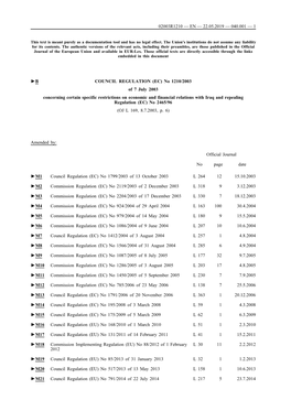 B COUNCIL REGULATION (EC) No 1210/2003 of 7 July