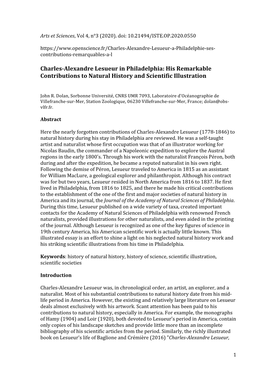 Charles-Alexandre Lesueur in Philadelphia: His Remarkable Contributions to Natural History and Scientific Illustration