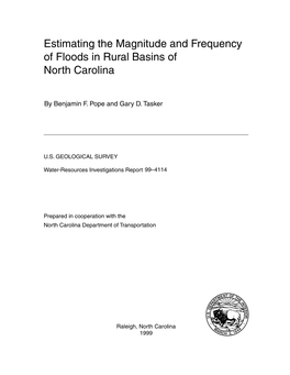 Estimating the Magnitude and Frequency of Floods in Rural Basins of North Carolina