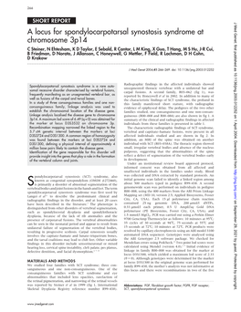 A Locus for Spondylocarpotarsal Synostosis Syndrome At