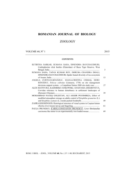 Romanian Journal of Biology1 Zoology