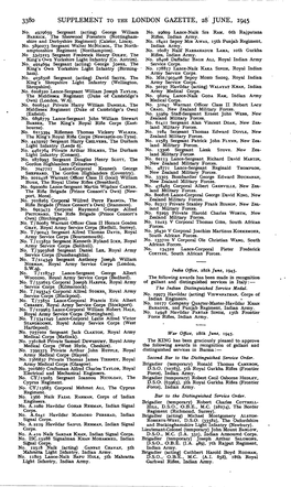 Supplement to the London Gazette, 28 June, 1945