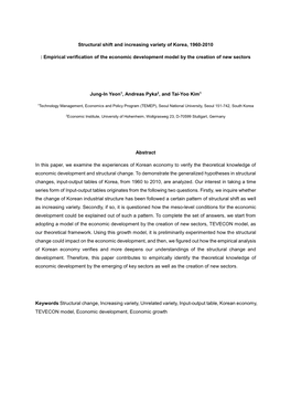 Structural Shift and Increasing Variety of Korea, 1960-2010