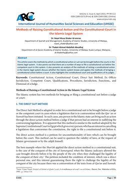 (IJHSSE) Methods of Raising Constitutional Action and the Constitutional Court in the Islamic Legal System Dr