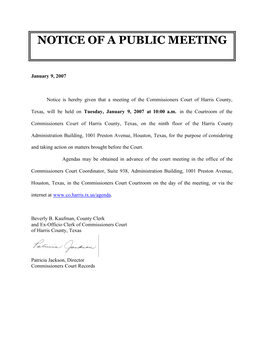 Notice of a Public Meeting