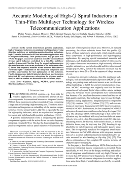 Accurate Modeling of High-Q Spiral Inductors in Thin-Film Multilayer