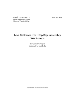 Live Software for Reprap Assembly Workshops
