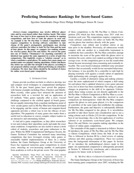 Predicting Dominance Rankings for Score-Based Games