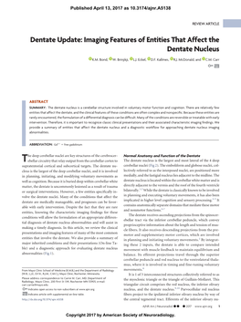 Imaging Features of Entities That Affect the Dentate Nucleus